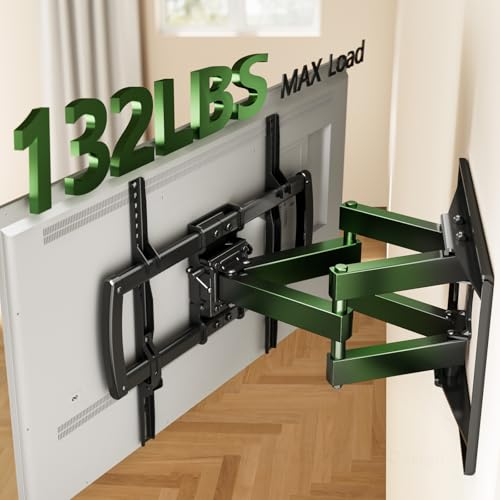 32-85 Inch Full Motion TV Wall Mount Bracket with Dual Articulating Arms, Tilt, Swivel & Leveling - Fits 8-16 Inch Studs, Max 132lbs, AX WABER