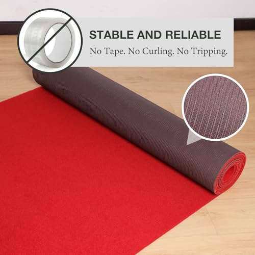 4' x 30' Red Heavy-Duty Non-Slip Carpet Runner - Wedding & Event Aisle