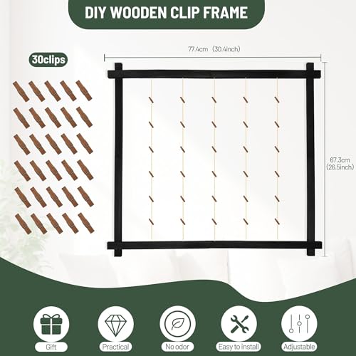 PHOENANCEE Black Collage Photo Display Board with Clips - 2 Pack Graduation Decor