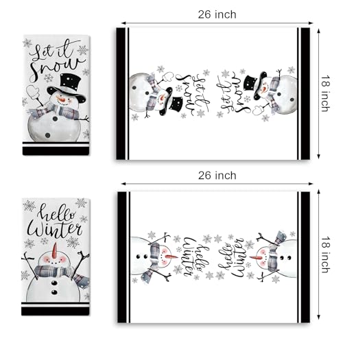 Hello Winter Snowman Kitchen Dish Towels Set of 2 – Croar