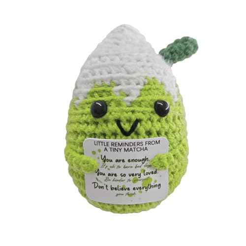 Positive Vibes Crochet Matcha Pal - Uplifting Affirmation Gift for Women,Bestie & Coworkers,Inspirational Christmas Stocking Stuffer