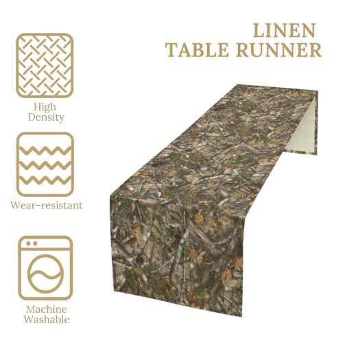 Forest Camouflage Table Runner 13x120in – Camo Conifer Oak Branches, SHElifestyle (W13"x L120")