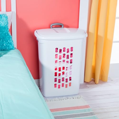 Sterilite 3-Pack Ultra Wheeled Laundry Hamper with Flip-Top Lid, White