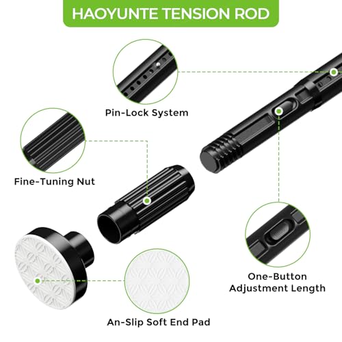 Heavy Duty Tension Curtain Rod No Drilling Black 41-118 Inch Adjustable