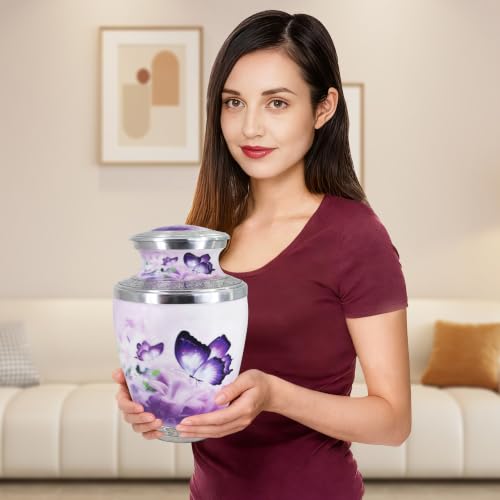 Large Purple Butterfly Cremation Urn for Adults - Handcrafted Memorial Jewelry