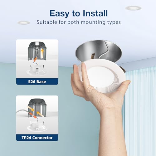 Amico 4-Inch White Recessed LED Can Lights 5 CCT Dimmable Retrofit Kit