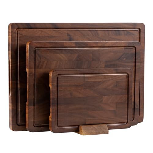 THETCHRY Walnut End Grain Cutting Board Set of 3 - Kitchen Prep & Serving