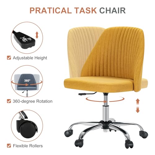 DUMOS Armless Office Desk Chair - Dark Yellow Vanity & Computer Chair