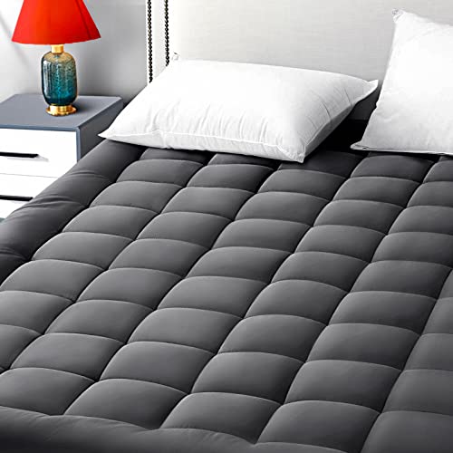 California King Mattress Pad Pillow Top - Dark Grey, Deep Pocket, 72x84"