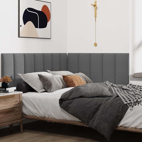 Queen Fabric Dark Grey Wall Mounted Headboard Peel and Stick Panels - IFNOW Variation