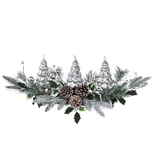 MOONET Silver Christmas Tree & Pine Cone Centerpiece with LED Lights (Tree)