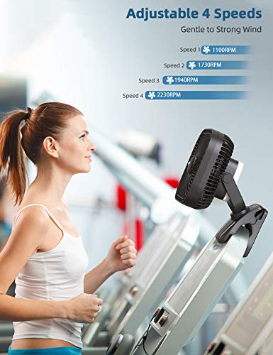 20000mAh Rechargeable Clip-on Fan with Light & Hook for Camping, Outdoor & Desk Use