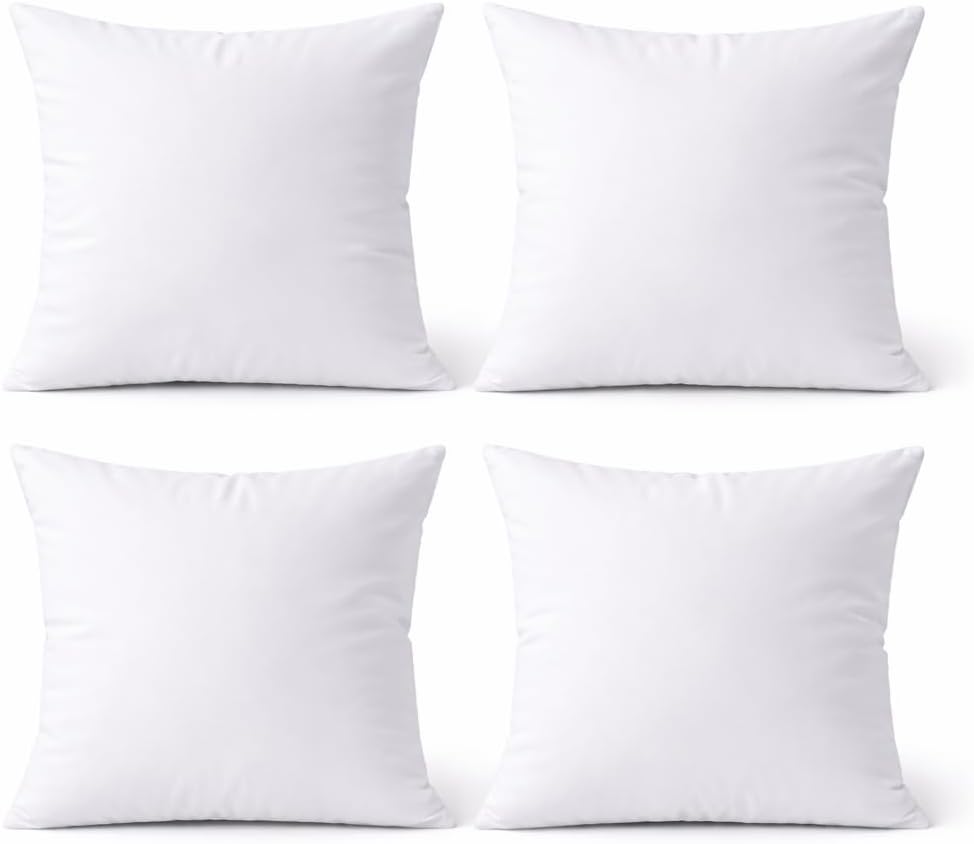 Skiennix Premium 18 x 18 Throw Pillow Inserts - Set of 4 Hypoallergenic Decorative Pillows for Sofa & Bed