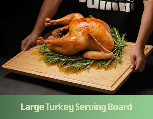 Extra Thick 36x24 Inch Bamboo Cutting Board Kitchen Prep Surface with Handles