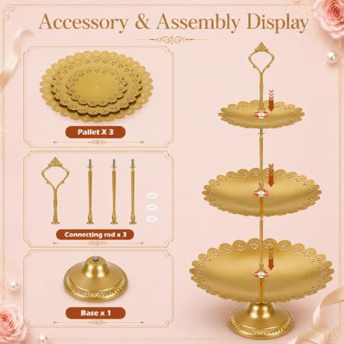 11 Pack desert table display set, Metal Gold Dessert Stands and Bases