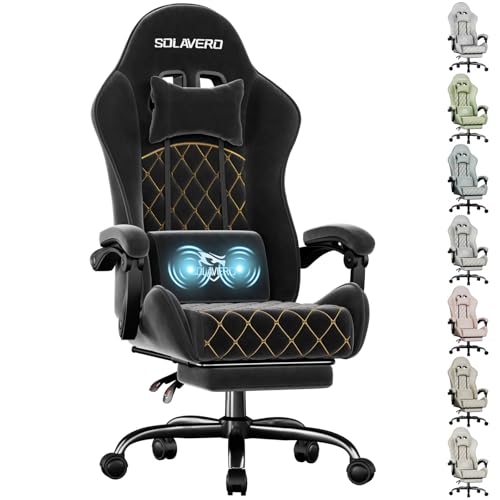HLDIRECT Black Massage Recliner Gaming Chair with Footrest for Adults