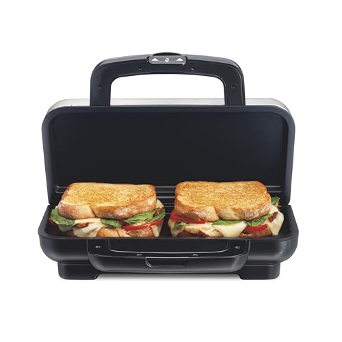 Stainless Steel Hot Sandwich Maker with PFAS-Free Non-Stick Plates - Proctor Silex Deluxe
