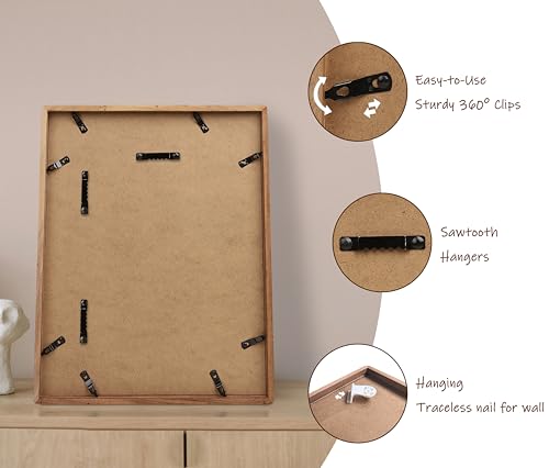Gdfmsc Walnut 18x24 Picture Frame with Mat for 16x20, Handcrafted Rounded Corners