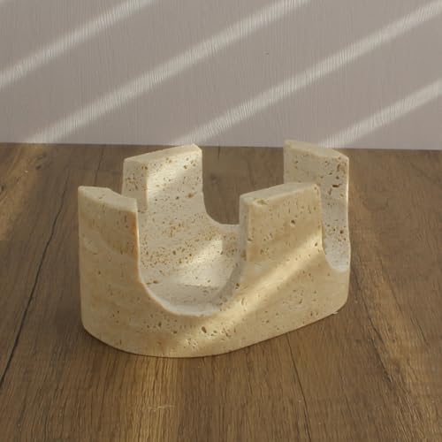 Travertine Marble Sponge Holder - Beige 2-Slot Sink Organizer & Drying Rack