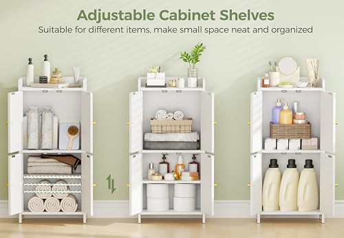 BEWISHOME Small White Bathroom Floor Cabinet for Toilet Paper & Storage