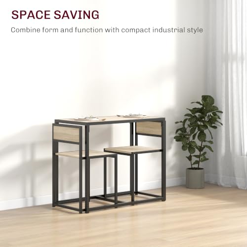 HOMCOM Oak Small Dining Table Set for 2 - Compact Kitchen & Dining Furniture