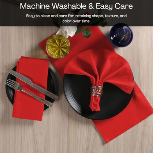 UNIQINNOW Red Cotton Cloth Dinner Napkins Set of 12 - 17x17 Inch, Washable & Durable