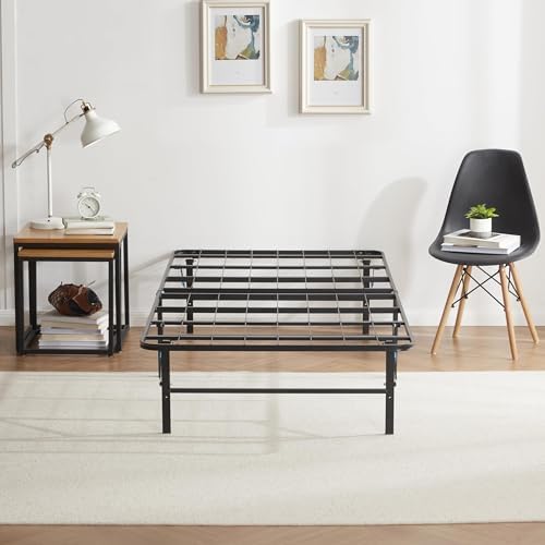 Nestl Foldable Twin XL Platform Bed Frame - Steel, No Tools, Black, 14-Inch Height