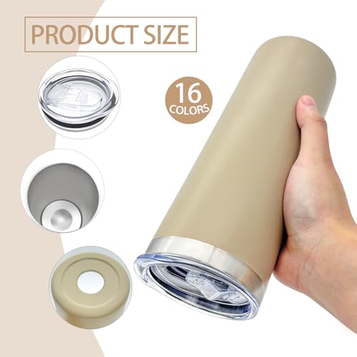 Large YOUKE OLA 20oz Stainless Steel Skinny Tumblers Set - Multicolor, Double Wall, Insulated with Lids & Straws