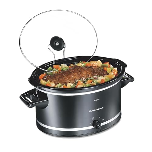 Hamilton Beach 8 Quart Slow Cooker with Lid Rest & Dishwasher-Safe Crock, Black