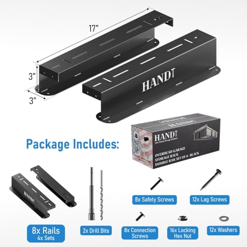 Heavy Duty Garage Overhead Storage Rack with 6 Black Bins - Connectable Ceiling Shelving System