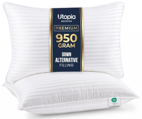 White Standard Bed Pillows Set of 2 - Plush Support & Breathable Cover