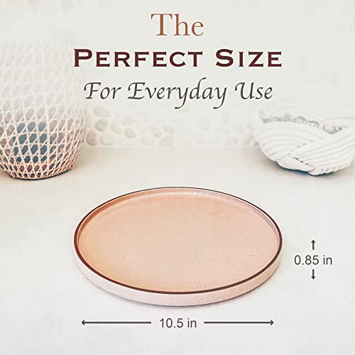 MORA Assorted Neutrals Ceramic Dinner Plates Set of 6 - 10.5 Inch, Microwave & Dishwasher Safe