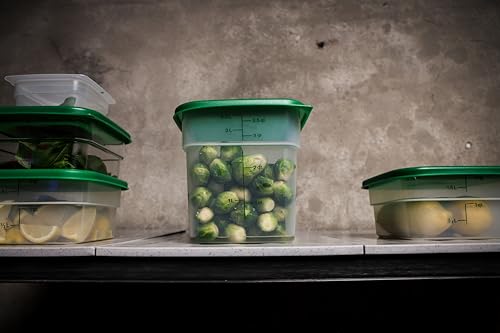 Cambro 4 QT Square Food Storage Container with Green Lid - BPA-Free, Microwave Safe, 2 Pack