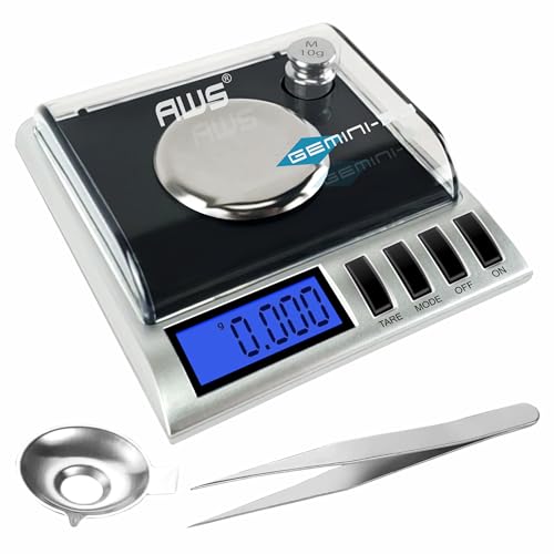 Jewelry & Lab Digital Milligram Scale 20g x 0.001g with Calibration & Accessories - Black Gemini 20