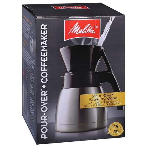 Melitta Pour-Over Coffee Brewer & 42oz Stainless Steel Carafe Set with Filters