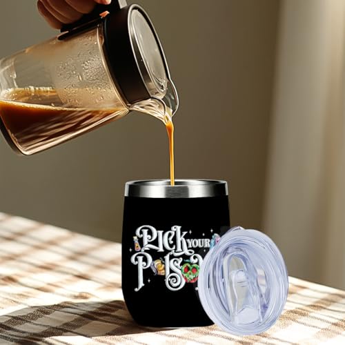 EEooooX PickPoison2 12 oz Insulated Wine Tumbler with Lid—Cute Witchcraft LOL Gift