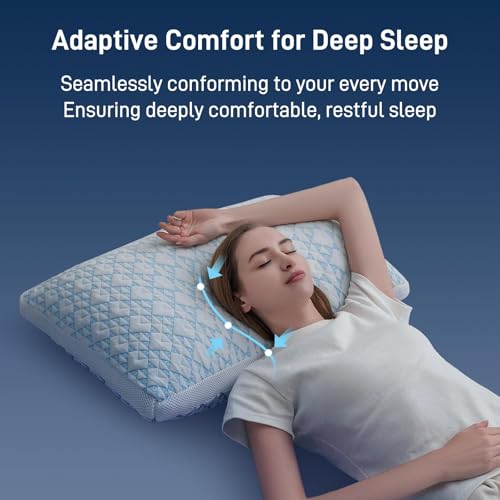 Queen Size Adjustable Shredded Memory Foam Pillow Set of 2 - Hypoallergenic Bamboo Viscose Cover