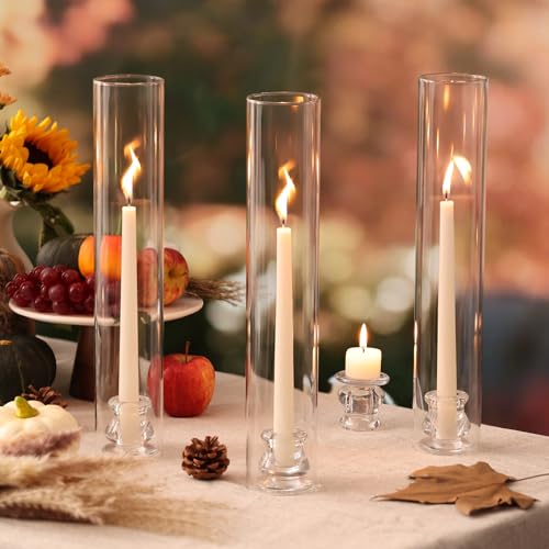 Volens 14-Inch Hurricane Glass Candle Holders Set of 6 with 2.5-Inch Diameter, Windproof & Elegant Home Decor
