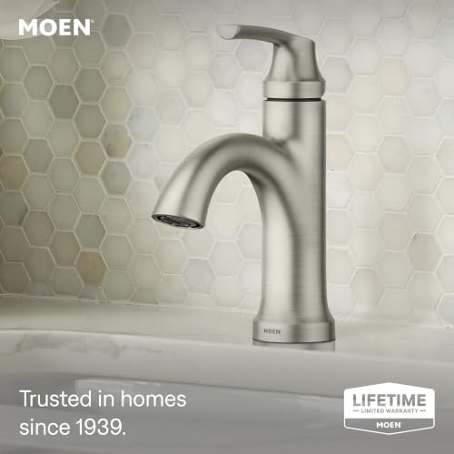 Moen Wellton Single-Handle Bathroom Faucet with Drain - Spot Resist Nickel - Variation 1