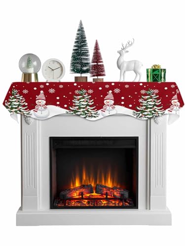 Victoroes 70 x 17 Inch Snowman Christmas Mantle Scarf for Fireplace & Holiday Decor