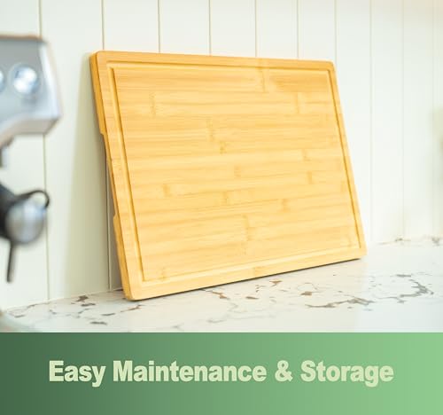 Extra Thick 36x24 Inch Bamboo Cutting Board Kitchen Prep Surface with Handles
