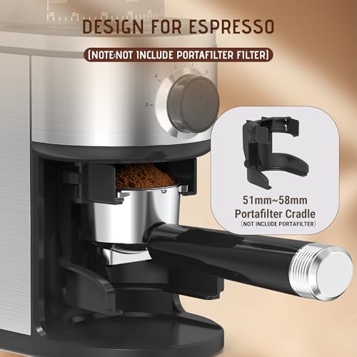 Ollygrin BG702S-PG Electric Conical Coffee Grinder, 30 Grind Settings, Silver & Black