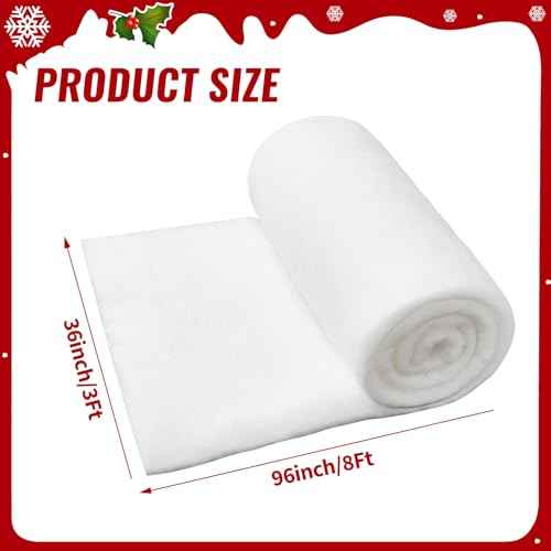 Christmas Fake Snow Blanket, Artificial Snow for White Christmas Tree Decorations, Soft Fluffy Faux Snow Blanket for Winter Wonderland Christmas Village Displays,3 x 8 Ft