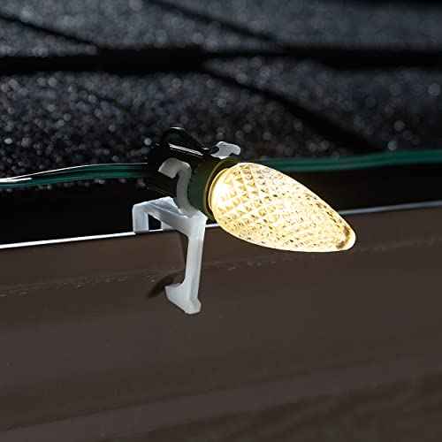 HLO Lighting Christmas Light Clip | All in One | Use with C9, C7, and LED Mini Lights | Christmas Light Hangers for Gutters | 25 Pack