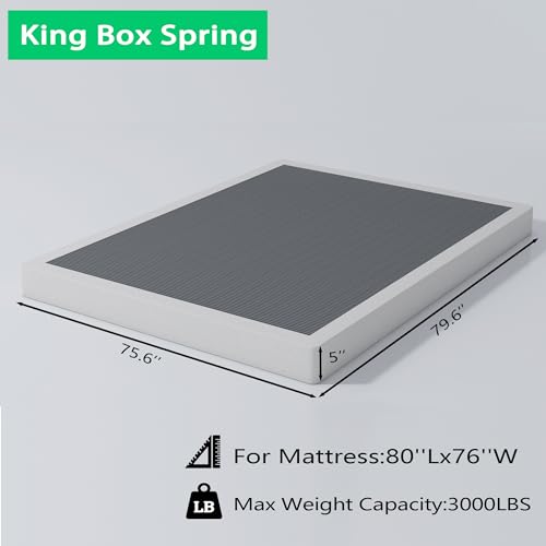 Heavy Duty Metal King Box Spring 5 Inch Low Profile Mattress Foundation
