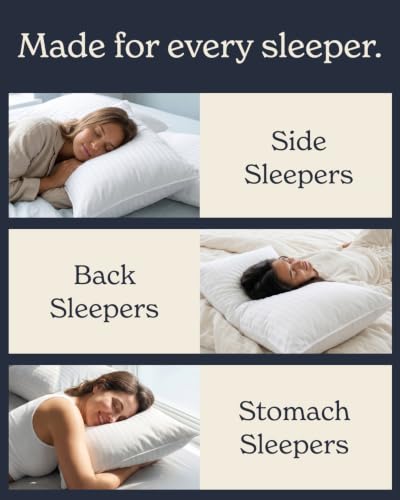 King Size Bed Pillows Set of 2 - Beckham Hotel Collection, White, Medium-Firm, Breathable Cotton Cover