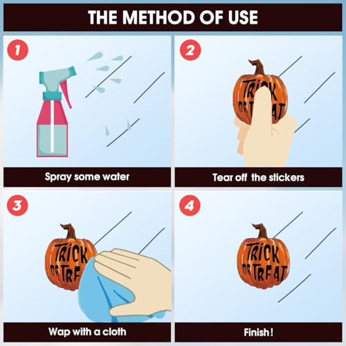 Horaldaily 40 PCS Halloween Window Cling Sticker, Jack-O-Lantern Pumpkin Truck Gnome Ghost Bats Cat Home Party Supplies Shop Window Glass Display Decoration