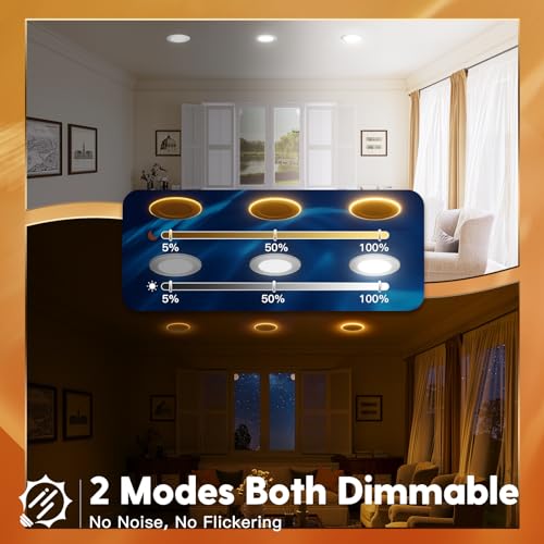 6 Inch LED Recessed Lighting with Night Light - 5CCT Selectable, Dimmable, Easy Install
