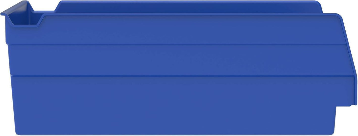 Akro-Mils Heavy Duty Plastic Shelf Bins - 12-Pack for Garage & Closet Organization | 12" x 8" x 4", Blue