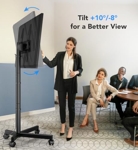 AX WABER Rectangular Mobile TV Stand for 23-60 Inch TVs, Height Adjustable, 88 lbs Capacity